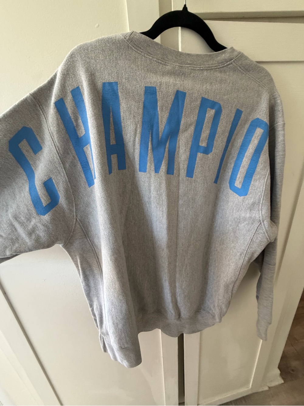 Champion Gray Crewneck Sweatshirt with Blue Back Logo